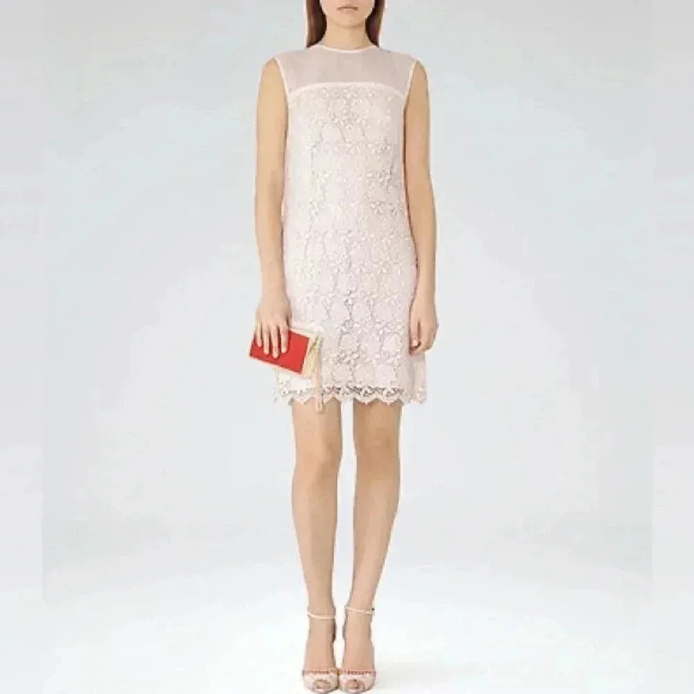 REISS SHANFORD SUGAR LACE LIGHT PINK DRESS SIZE 0